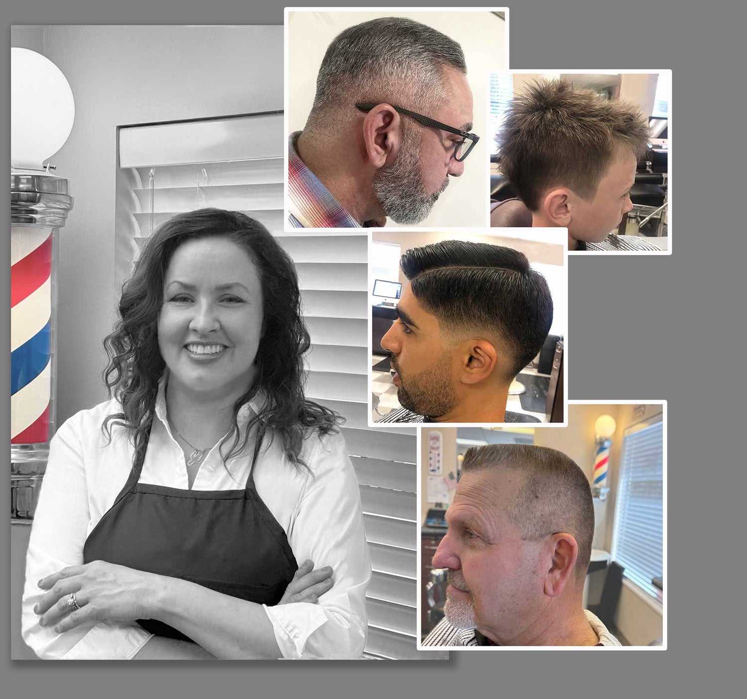 Angela, experienced in many mens haircut styles including fades, modern mullets, and traditional mens hairstyles. Specializes in flat-top haircuts. Located in Draper, Utah at Bullseye Barbershop.